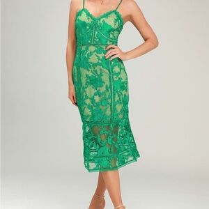 Green Lace Midi Dress